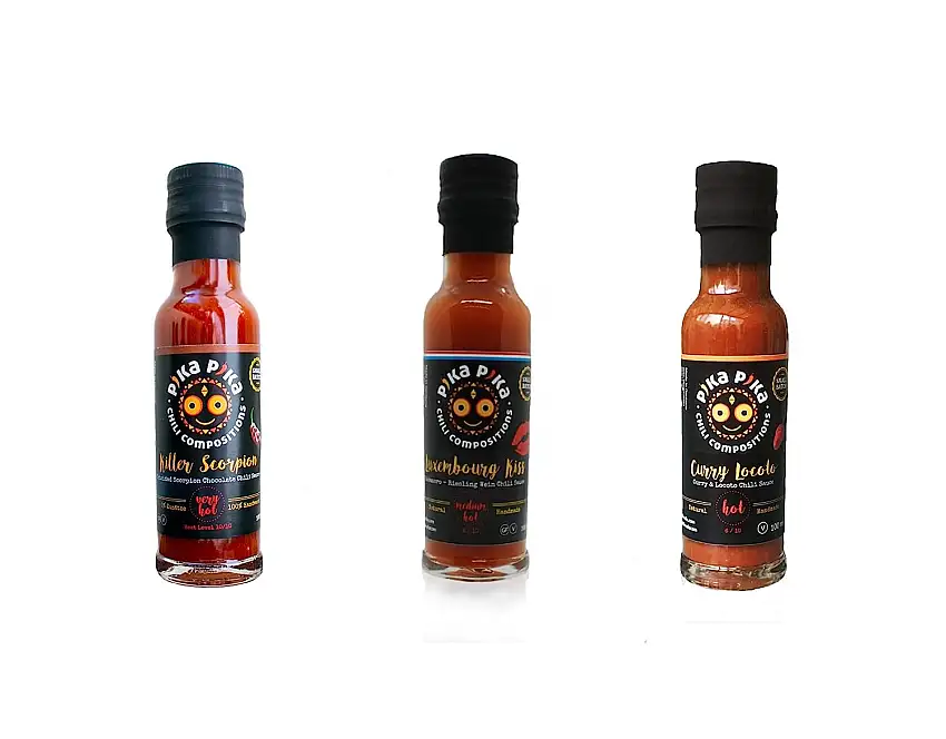 Triple "Mixed Hot" Geschenkset - 300 ml. - 1 Sehr scharfe Chilisauce (Schärfe 9 von 10), und 2 Mittelscharfe (100 ml - 4 bis 7)