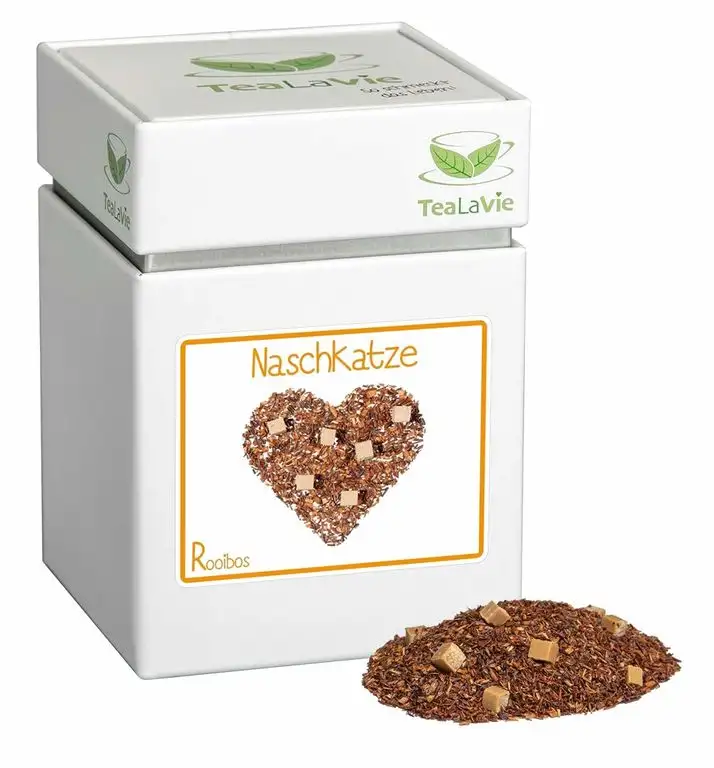 TEALAVIE - Rooibos Tee lose | Naschkatze - zartes Karamell mit Sahne | 100g Dose loser Rotbusch Tee aus Südafrika