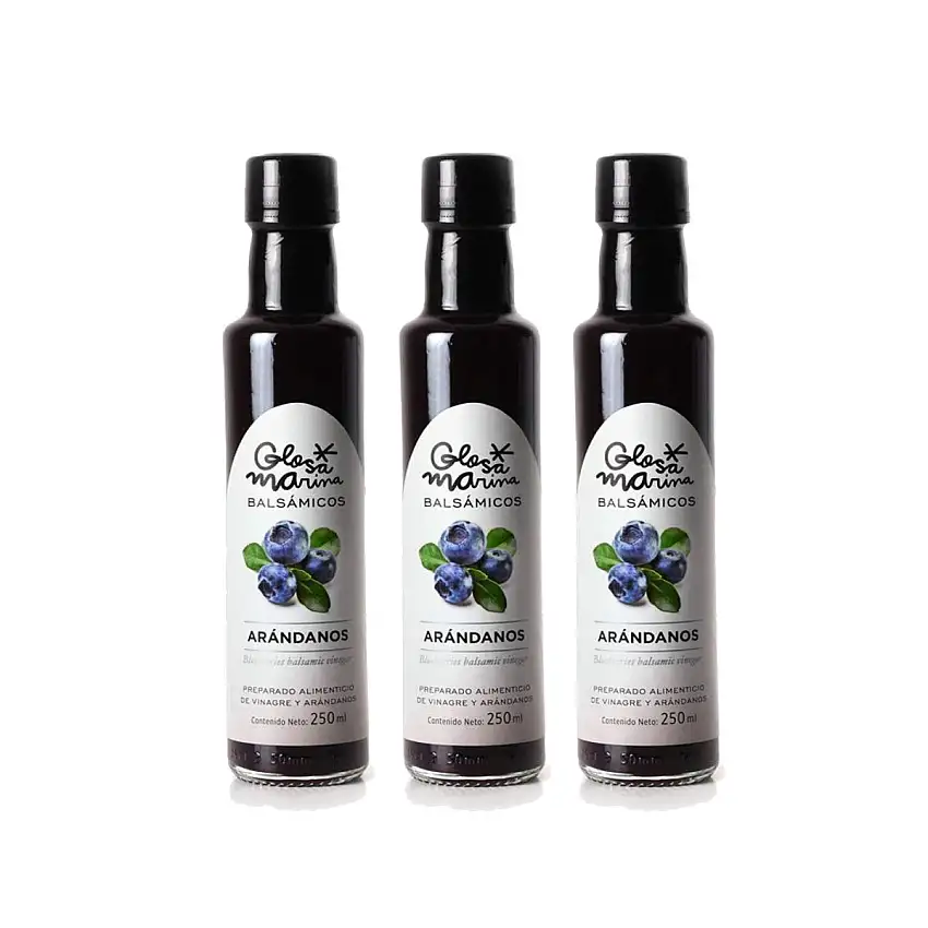 GLOSA MARINA 3er Paket *ARANDANOS* Crema Balsámica de Arándanos - Balsamico Gourmet Essig Creme Heidelbeere (3 x 250ml)