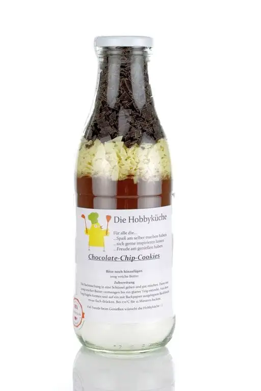 Chocolate-Chip-Cookies Backmischung Inhalt 770g in dekorativer 1 L Glasflasche ideal als Geschenk