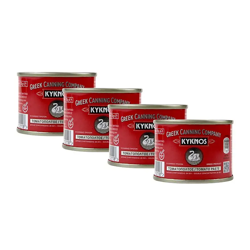 KYKNOS S.A. Greek Canning - Tomatenmark - doppelt konzentrierte Tomatenpaste aus Griechenland - 28-30% - 4er Pack - 4x 70g Dose