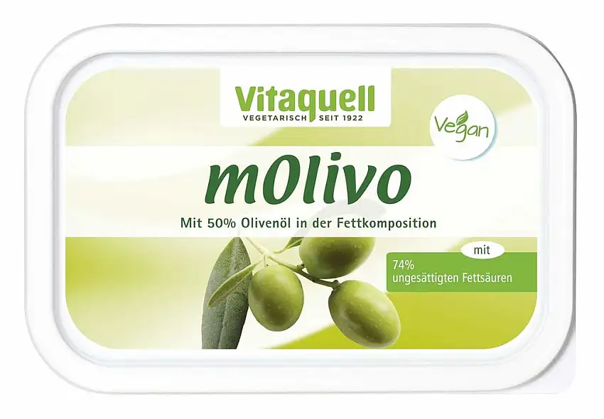 Vitaquell mOlivo Pflanzen-Margarine 250g mit wertvollem Olivenöl natürlich vegan