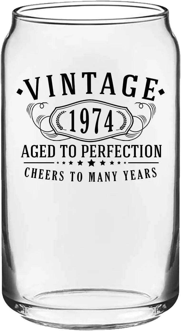 Vintage 1974 Bierdose, bedruckt, 473 ml, Soda-Kaffee-Glas, Geburtstagsgeschenk, gealtert bis zur Perfektion, Jahre alt Jahre alt Jahre alt Jahre
