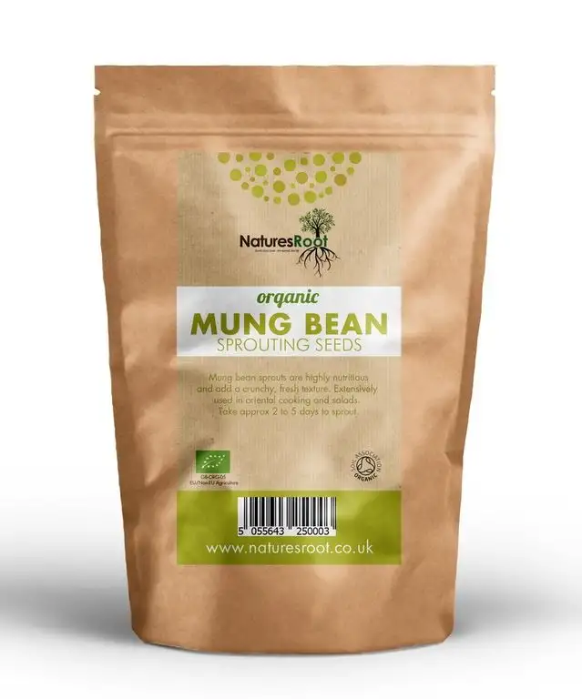 Natures Root Bio Mungbohne Sprießen Samen - Superfood | Nicht GVO | Microgreen Sprouts | Gartenpflanzen | Gemüsegarten (500g)