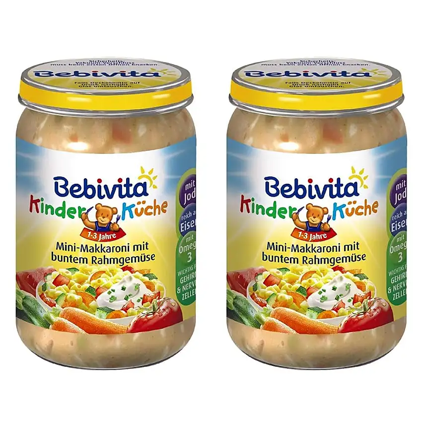Bebivita Mini-Makkaroni mit buntem Rahmgemüse, 12er Pack (6 x 250 g)
