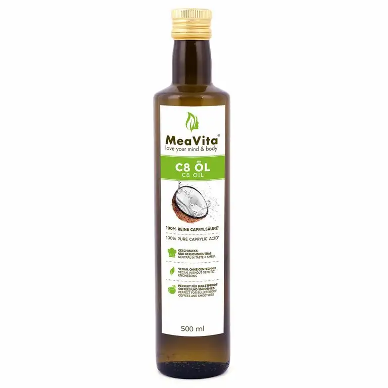 MeaVita C8-Öl, auf Kokosöl Basis, MCT Öl Caprylsäure, 500 ml