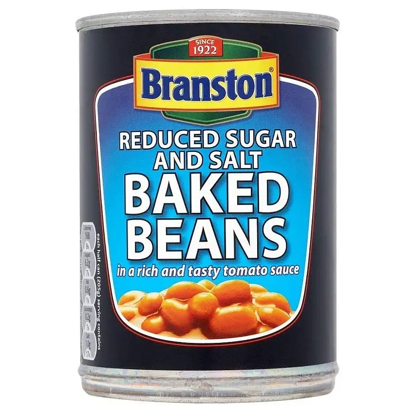 Branston Reduzierte Salz und Zuckerbohnen in Tomatensauce, 410 g
