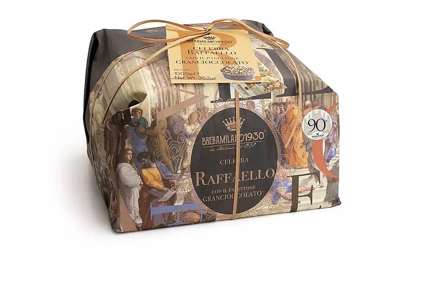 BRERAMILANO 1930 100% MADE IN ITALY PANETTONE LEONARDO Limited Edition Konditormeister, Grancioccolato und Authentic mit Stücken von dunkler Schokolade und gehackten Haselnüssen, 1000gr.