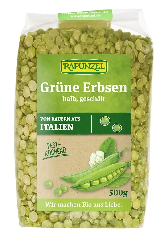 Rapunzel Bio Erbsen grün, halb, geschält (6 x 500 gr)