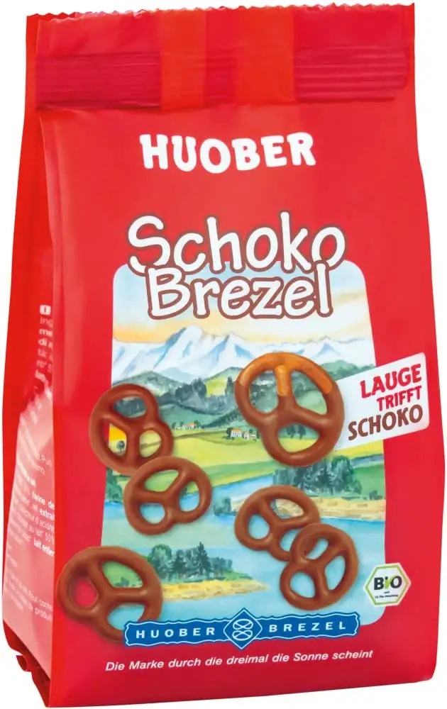 Huober Bio SchokoBrezeln, Brezeln mit Schokoladenüberzug, 100 g
