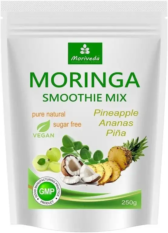 Moringa Smoothie Pulver, Energiebooster, Vitaminshake, Proteinshake, Mahlzeitenersatz - versch. Geschmacksrichtungen, 100% natürlich und vegan, ohne Zuckerzusatz* (250 g Ananas Geschmack)