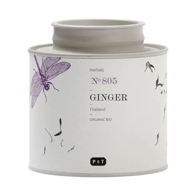 P & T Ginger (Ingwer) Purer Loser Bio-Kräutertee, Koffeinfrei, Metalldose (100g / 3.5oz