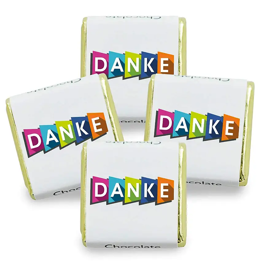 135 Stück Schokoladen-Nougat-Tafeln "Danke", kleine Geschenke, Süßigkeiten Box, Gastgeschenke, zum Kaffee, Mini Geschenke in Confiserie Qualität