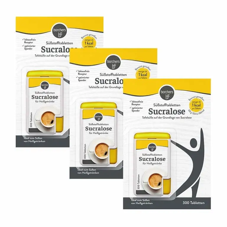 3 xborchers Sucralose Süßungstabletten, im Spender, Tafelsüße, Für Kaffee, Tee und Heißgetränke 3 x 300 Tabletten