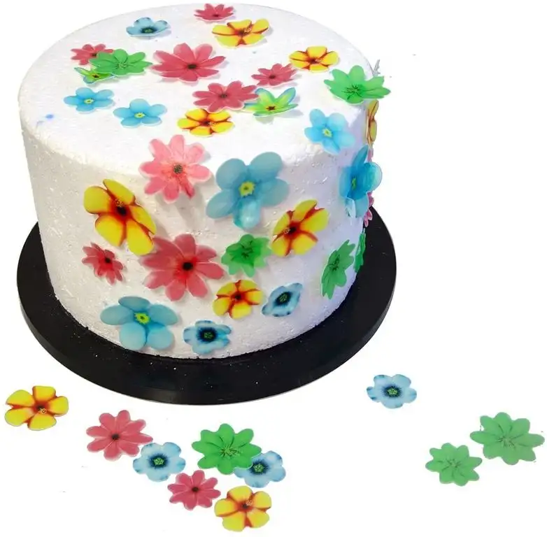 Tortendekoration aus Oblatenpapier, Form: Blumen, für Kuchen, Kekse etc., 24 Stück
