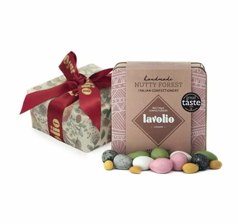 Lavolio Nutty Forest Confectionery - Geschenkedose mit Geschenkpapier präsentiert - 175g