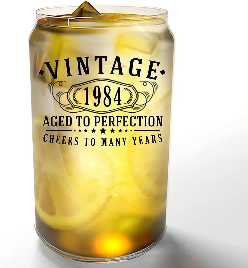Vintage 1984 Bierdose, bedruckt, 473 ml, Soda-Kaffee-Glas, Geburtstagsgeschenk, gealtert bis zur Perfektion, Jahre alt Jahre alt Jahre alt Jahre