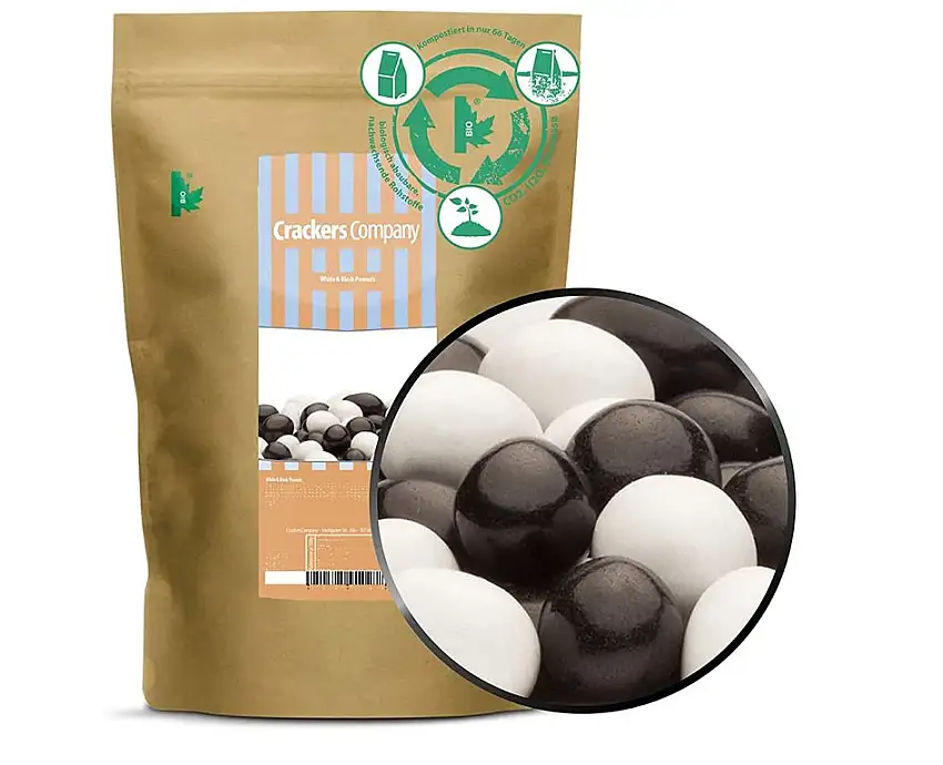 1 x 750g Erdnüsse in Vollmilchschokolade WEISS & SCHWARZ vegetarisch