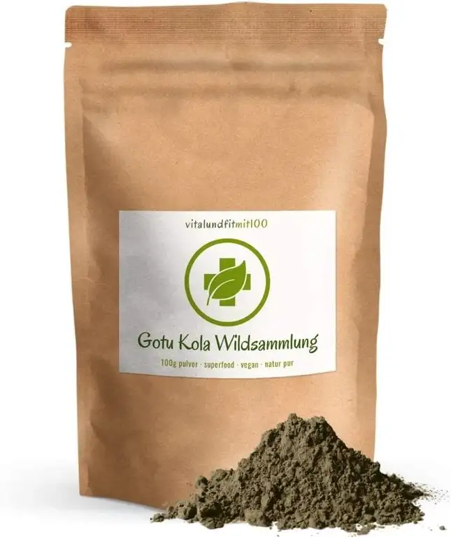 Gotu Kola Pulver- WILDSAMMLUNG - 100 g - Centella asiatica - Superfood - in Rohkostqualität - 100% vegan und rein - glutenfrei, laktosefrei - OHNE Hilfs- u. Zusatzstoffe
