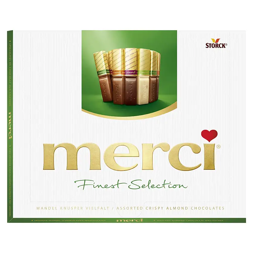 merci Finest Selection Mandel Knusper Vielfalt – 1 x 250g – Gefüllte und nicht gefüllte Schokoladen-Spezialitäten