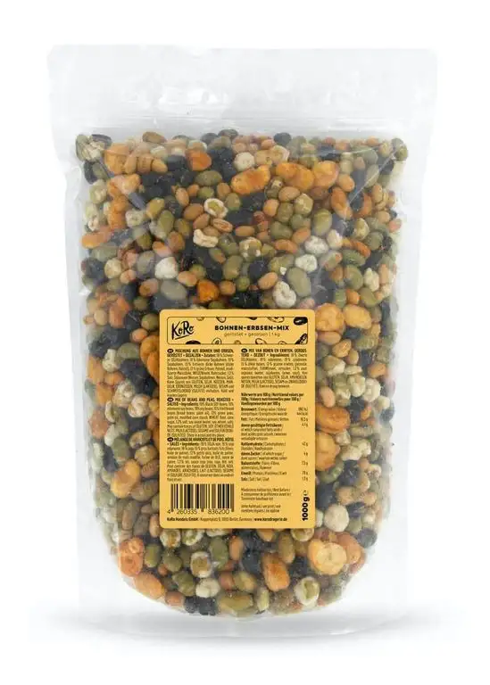 KoRo - Bohnen-Erbsen-Mix Snack 1 kg - Hülsenfrüchte Snack geröstet und gesalzen in Vorteilspackung