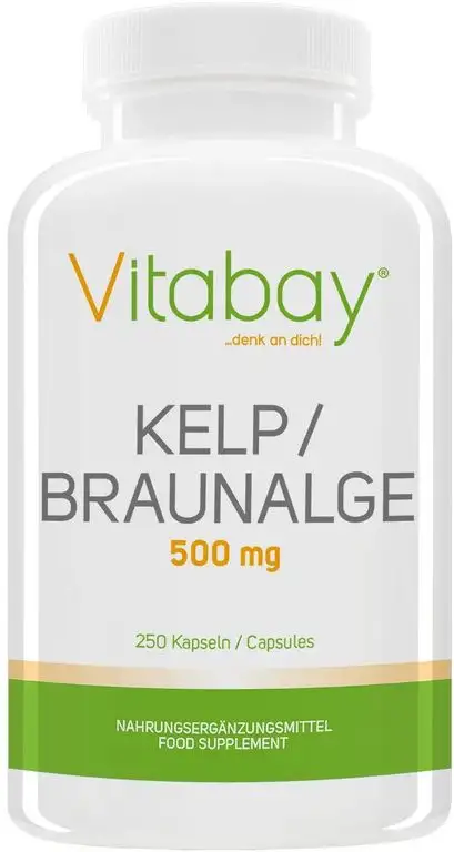 Vitabay Kelp 500 mg • 250 Kapseln • Braunalge • Natürliche Jod-Quelle • Made in Germany