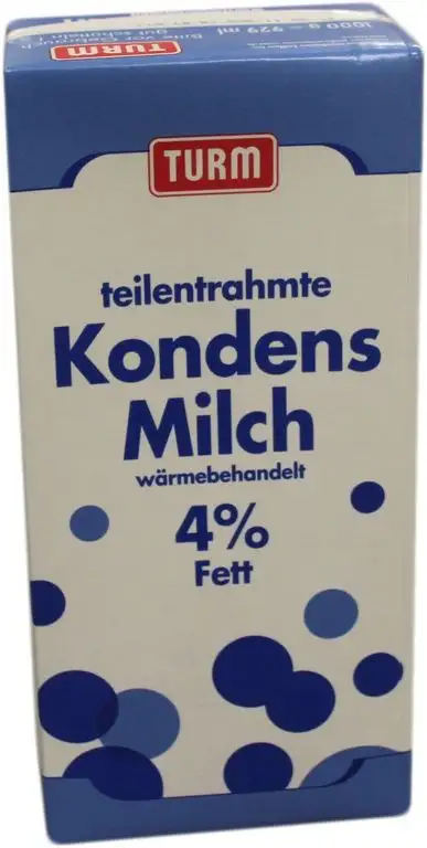 Turm Teilentrahmte Kondensmilch Wärmebehandelt 4% Fett (1kg Kartonpack)