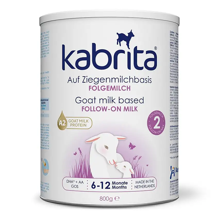 KABRITA | Ziegenmilch Folgemilch 6-12 Monate | Hochwertige Babynahrung - Baby Milch, nahrhaft* und sanft zum Babybauch | Inhalt: 800g Babynahrung-Milchpulver