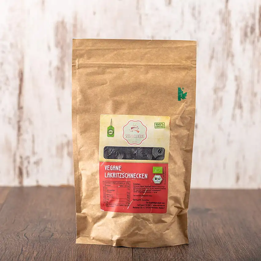 süssundclever.de® Bio Lakritzschnecken | vegan | 1,0 kg | Lakritze | plastikfrei und ökologisch-nachhaltig abgepackt