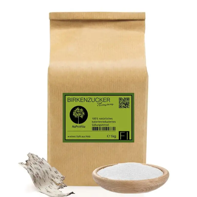 Xylit Birkenzucker Zuckerersatz aus Finnland │1kg Xylitol im plastikfreien Papierbeutel │ersetzt Zucker 1:1