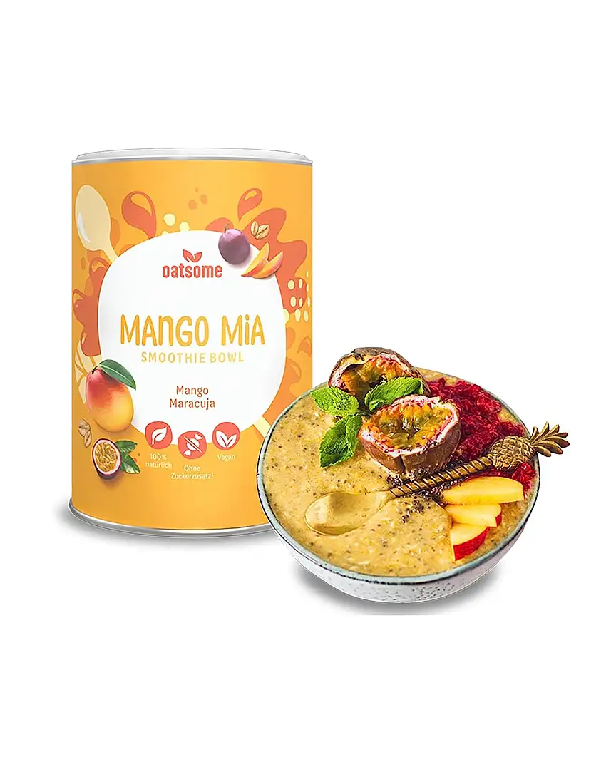 OATSOME® Mango Mia | Smoothie Bowl Mit Mango & Maracuja | 100% Natürlich, Vegan & Ohne Zuckerzusatz + Zusatzstoffe | Einfache Zubereitung | Frühstücksersatz | Superfoods | Gefriertrocknung | 400g
