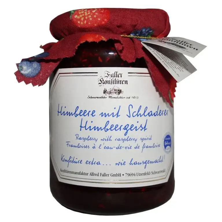 Marmelade aus dem Schwarzwald Faller Himbeer-Konfitüre extra mit SCHLADERER Himbeergeist