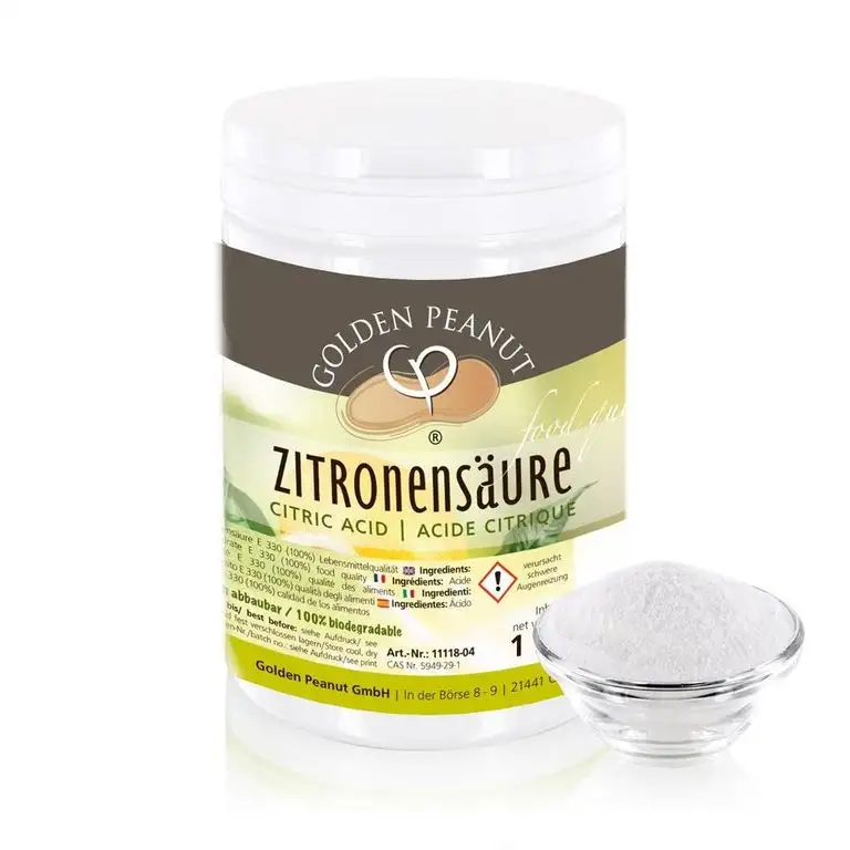 Zitronensäure monohydrat E-330 1 kg | Lebensmittelqualität |ohne Gentechnik | geprüfte Qualität | Entkalker | Golden Peanut