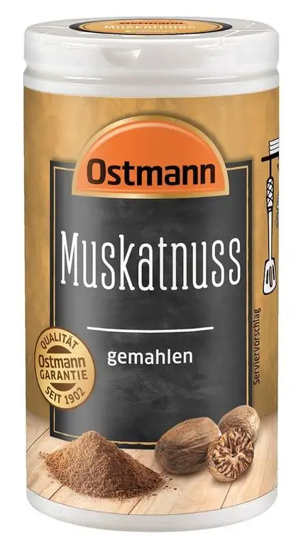 Ostmann Muskatnuss gemahlen 35 g Muskatnuss Gewürz, Muskatnusspulver, aromatisches Gewürz für Gemüse & Kartoffeln, aus der orientalischen Küche, Menge: 1 Stück