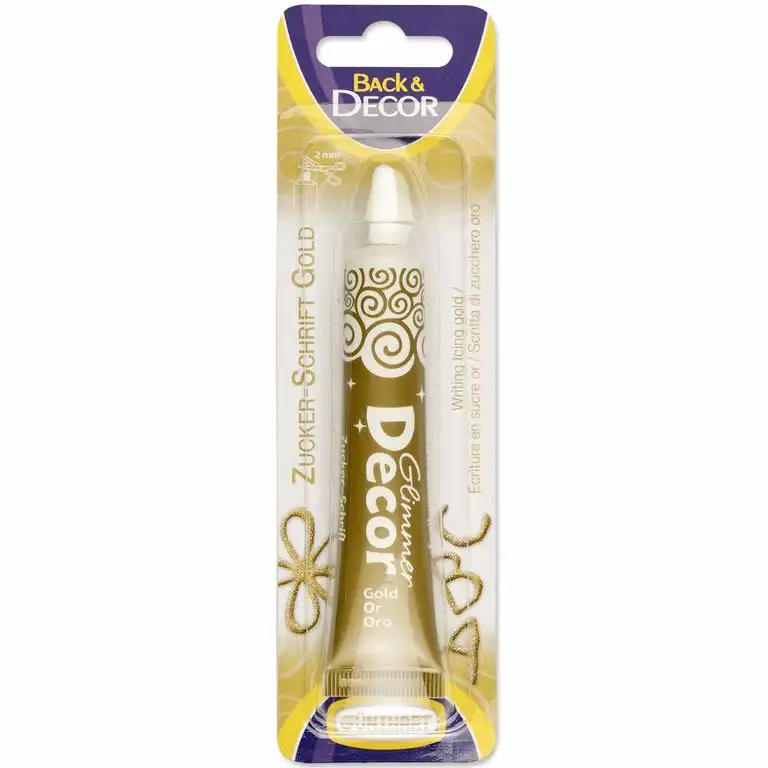 BackDecor Zuckerschrift | gold | mit Glimmer Effekt | Goldfarbe | 25 g