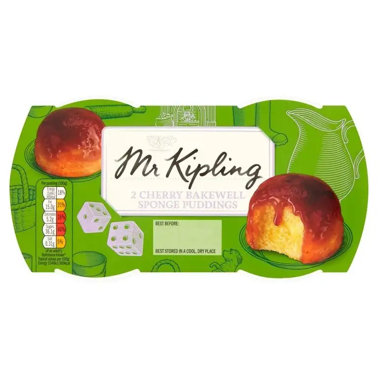 Mr Kipling 2 Cherry Bakewell Sponge Puddings 2x95g (190g)