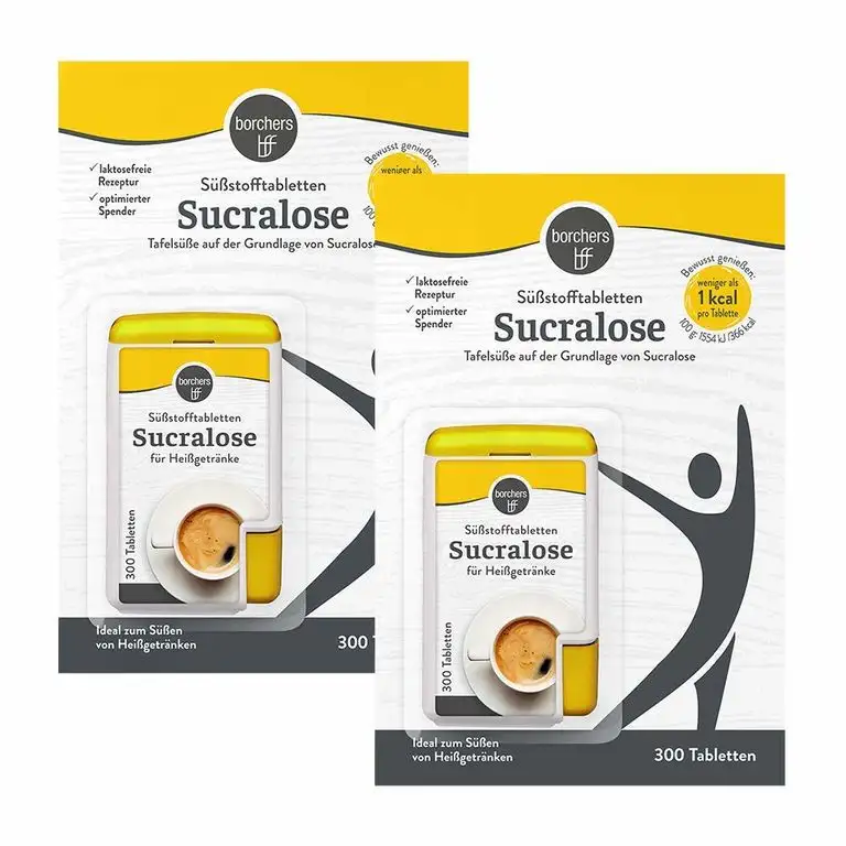 2 x borchers Sucralose Süßungstabletten, im Spender, Tafelsüße, Für Kaffee, Tee und Heißgetränke 2 x 300 Tabletten