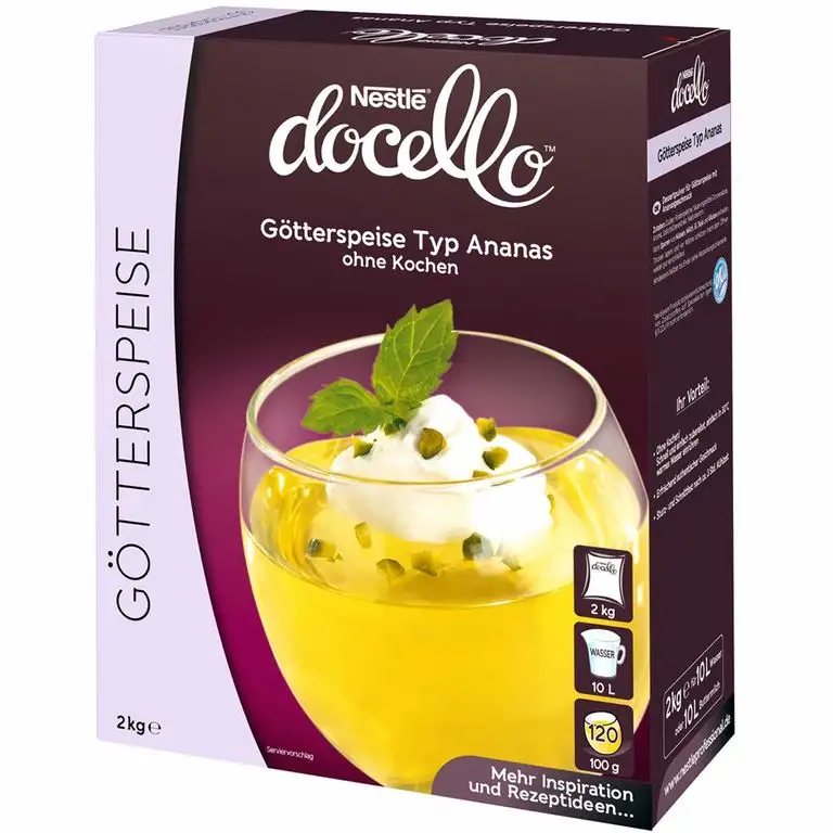 Nestlé docello Götterspeise Typ Ananas, ohne Kochen, Dessertpulver für Wackelpudding mit Ananasgeschmack, 1er Pack (1 x 2kg Faltschachtel)