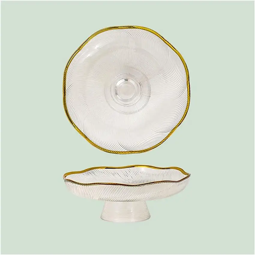 TOMYEUS Obstkörbe Glasfruchtplatte Wohnzimmer Home Exquisite Süßigkeiten-Snack-Teller Einfacher Moderne High-Foot-Dessert-Schüssel Tablett Obstschale