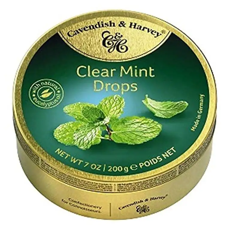 Cavendish & Harvey Clear Mint Drops - Bonbons, 200g in Metalldose