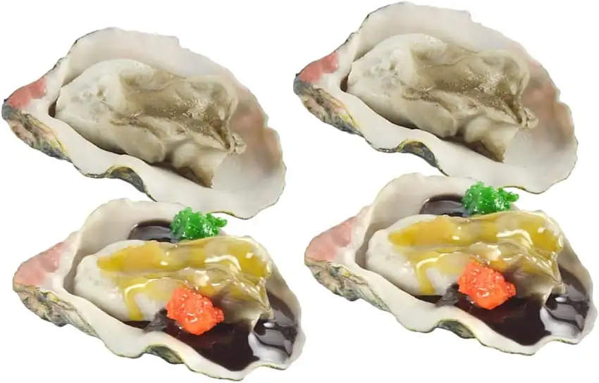 Warmhm 12 STK Simulierte Austern Lebensechtes Lebensmittelspielzeug Lebensechte Austern Austernmodell Simuliertes Meeresfrüchtemodell Kochmodell Fake-Food-dekor Kind Essen PVC Ornamente