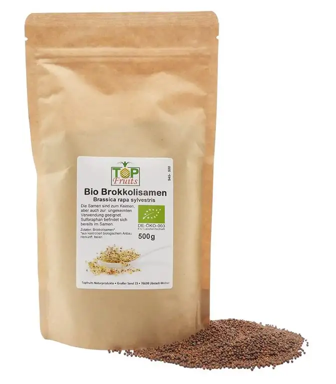 Topfruits Brokkolisamen BIO 500g (Sorte rabe aus Italien) zur Aufzucht von Brokkolisprossen mit hohem Sulforaphan Gehalt,