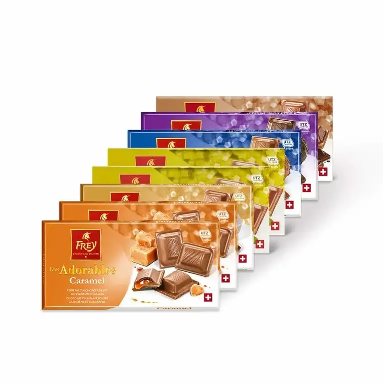 Frey 8x feinste Schokoladentafeln aus 6 Sorten - Les Adorables Mix - Schweizer Schokolade Tafel einzigartigen Füllungen - Großpackung 8x 100 g - UTZ-zertifiziert - Schokoladengeschenkset