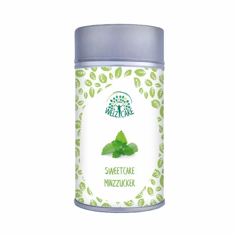 SweetCare Zuckerstreuer Minze, der Zuckerersatz mit Erythritol, Stevia und fein gemahlener Marokkanischer Minze (Nanaminze) die natürliche Alternative zu Zucker
