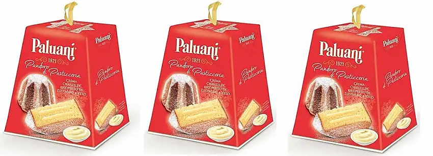 3x Paluani Pandoro di Pasticceria mit Chantilly-Sahne mit Puderzucker überzogen 750g