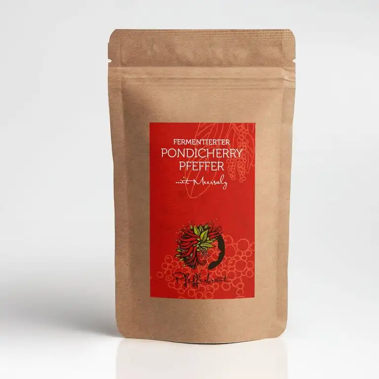 fermentierter Pondicherry Pfeffer 90g intensiv fruchtig scharfer Pfeffer Gourmetpfeffer mit Meersalz