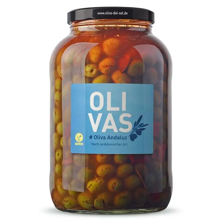 OLIVAS Andaluz / 2.250 g (Gallone) * Hojiblanca Oliven in exotischer Gewürzmischung nach andalusischer Art