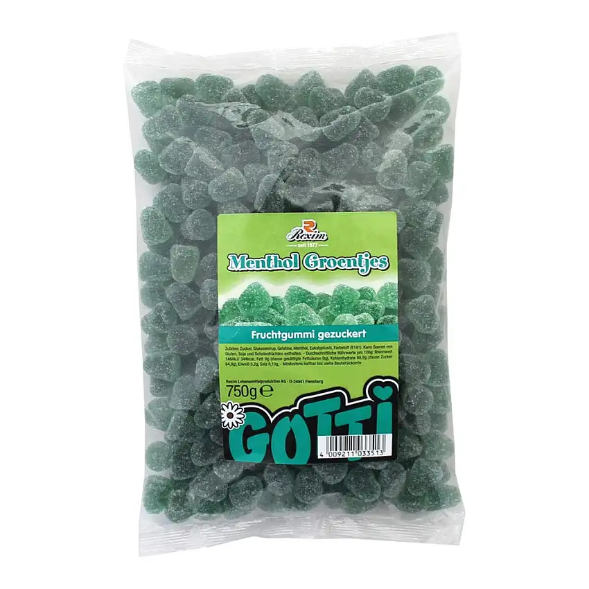 Eukalyptus Hütchen, Fruchtgummi mit Eukalyptusaroma (750 g)
