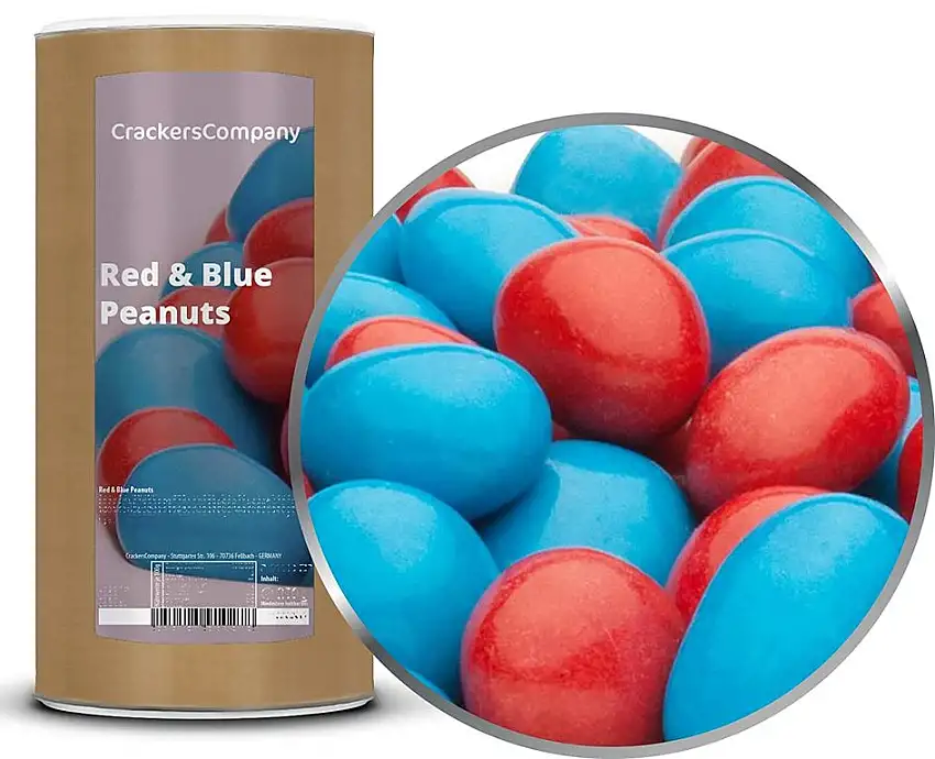 1 x 950g Erdnüsse in Vollmilchschokolade ROT & BLAU vegetarisch