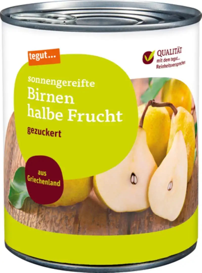 tegut... sonnengereifte Birnen halbe Frucht, gezuckert, 1 x 850 g